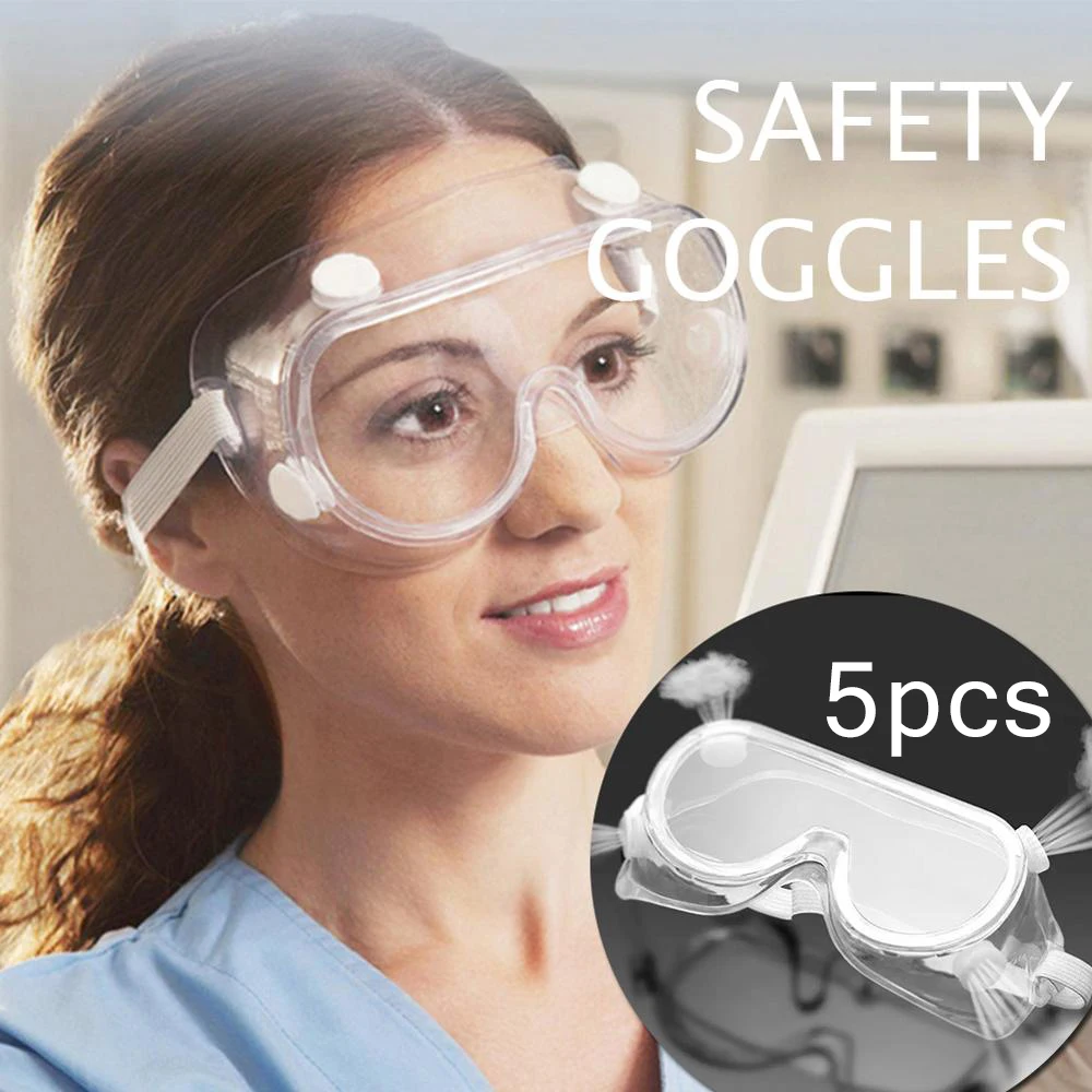 

5Pcs Protection Safety Goggles Anti-saliva Wind-proof Sand Lsolation Glasses Fully-enclosed Multifunctional Work Safety Eye Mask