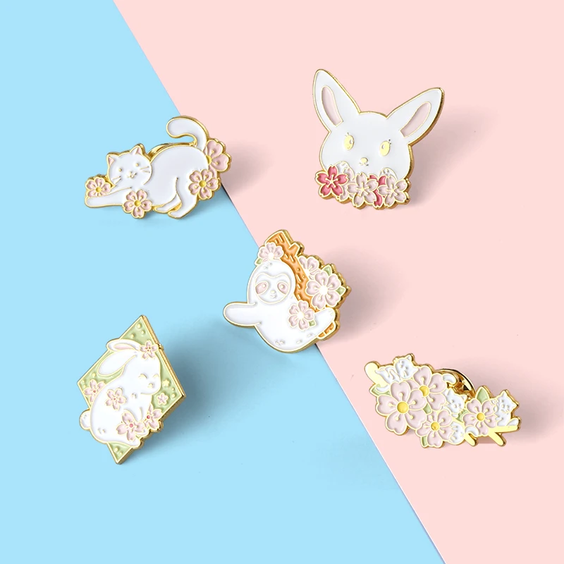 Модная эмалированная брошь с изображением белого кролика кота Ленивца значок