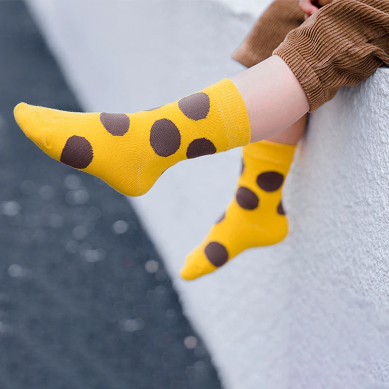 5 парт/лот модные хлопковые носки в горошек детские длинные для девочек и