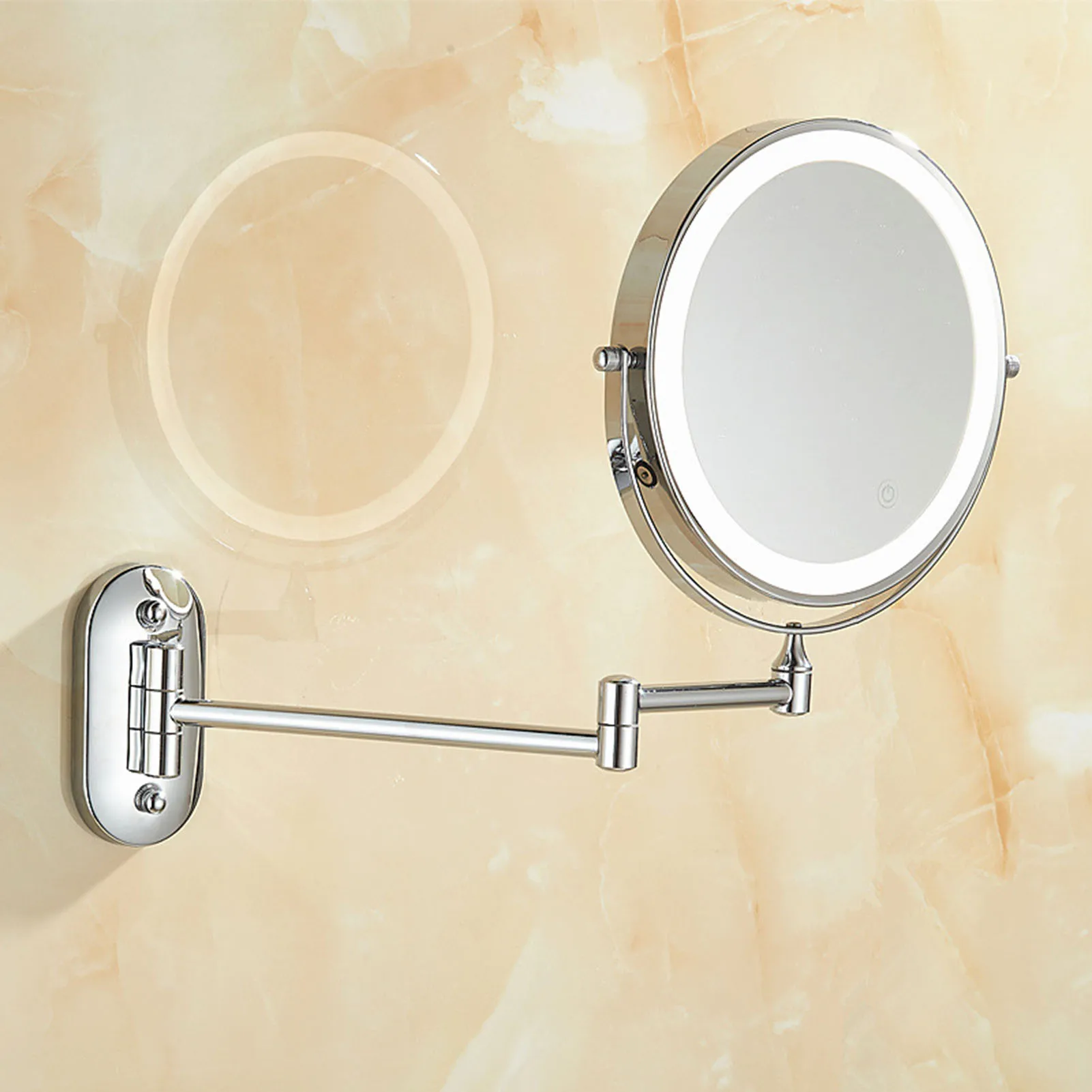 Espejo cosmético plegable LED de 8 pulgadas con luz Led, espejos flexibles de aumento de 10 aumentos, montado en la pared, para tocador de baño