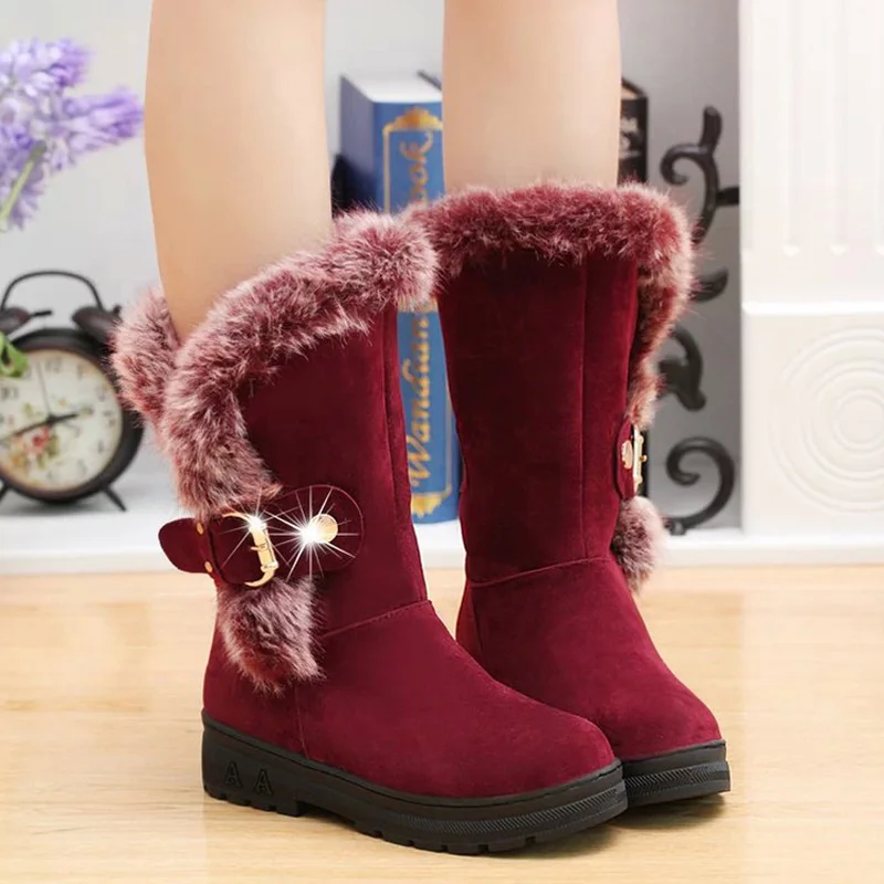 2019 Fashion Mid-Calf Boots Snow For Women Winter Shoes Brand Name Ladies Suede Warm Booties Shop | Обувь