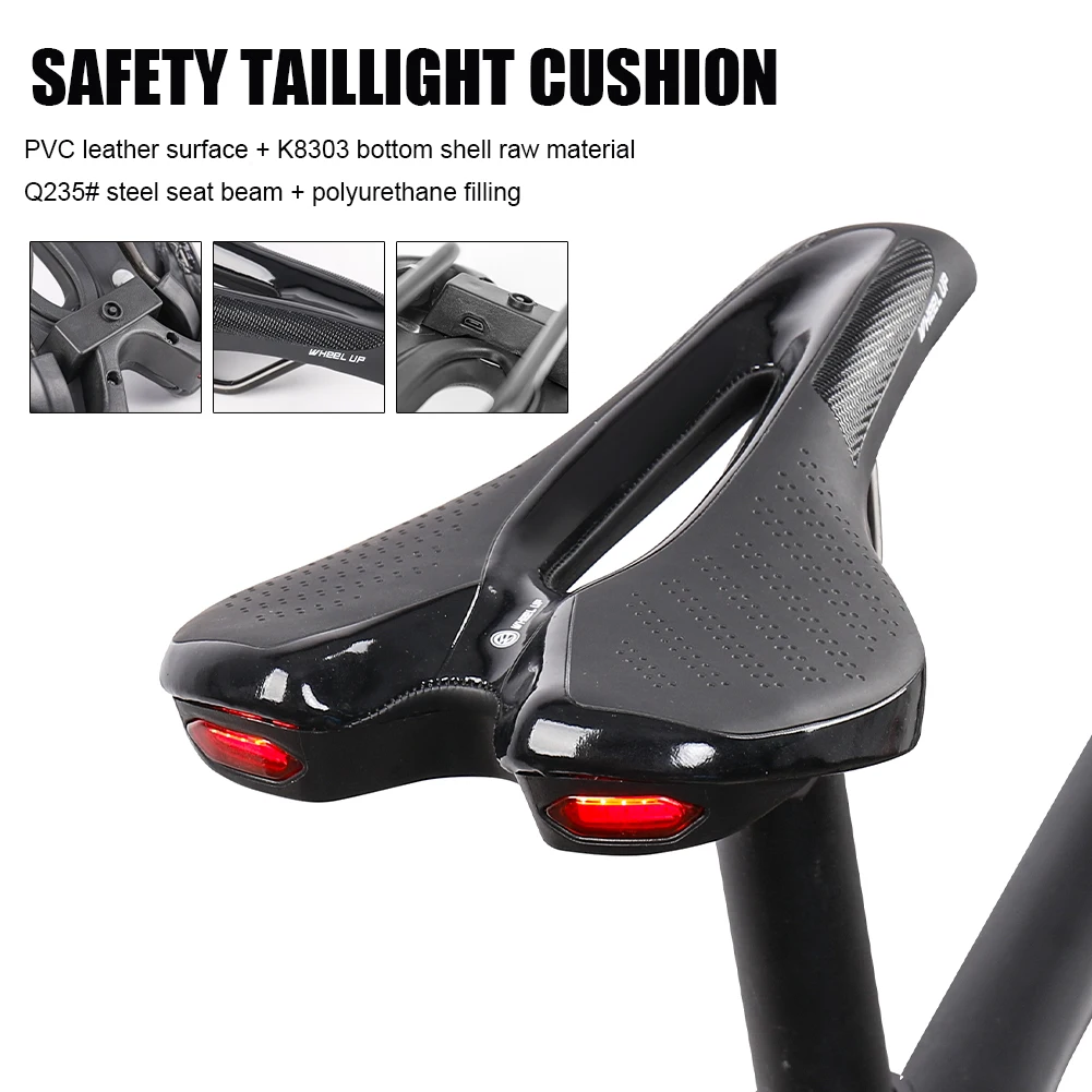 

Bike Saddle Training Grade Man Road TT Triathlon Light MTB Bicycle Seat With Taillight PVC Leather Breathable Soft Cushion Seat