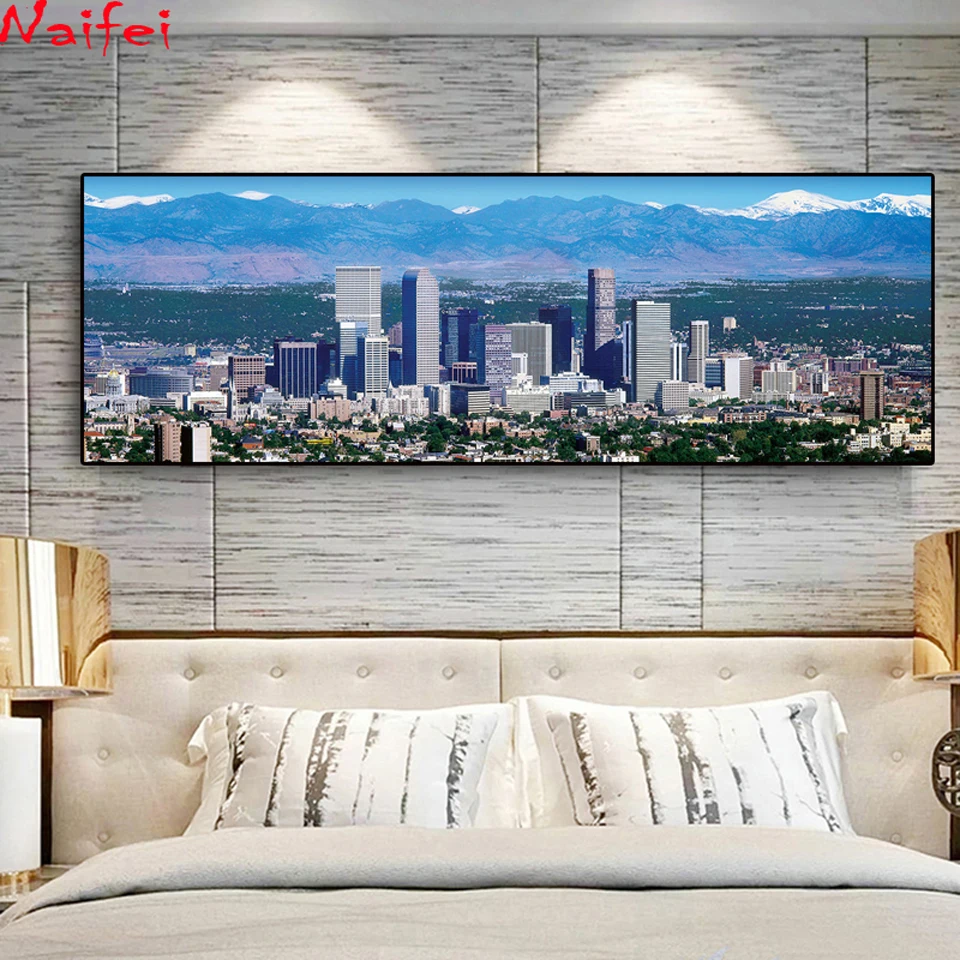 

5D Diy Diamond Painting Full Square Round City Landscape Sale Diamond Art Embroidery Mountains Cityscape Decoration For Home