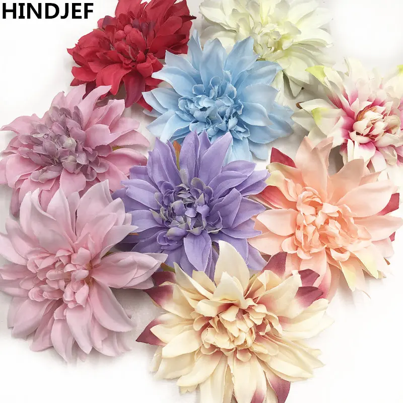 HINDJEF 5 шт. 9 см искусственные шелковые хризантемы свадьба дома ваза украшения