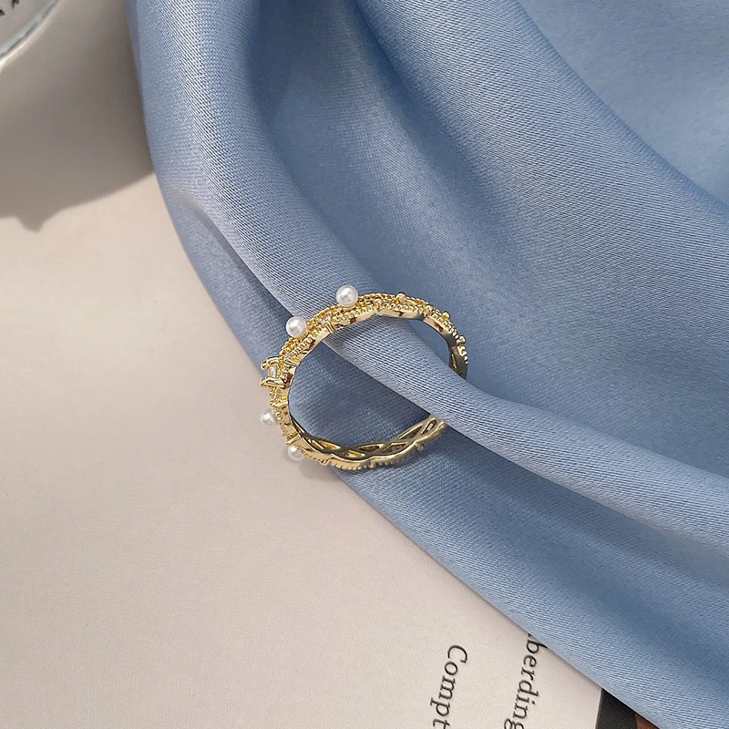 

Simple Pearl Index Finger Ring Female Ins Plain Circle Fashion Personality Light Luxury Niche Design Cold Wind Opening Tail Ring