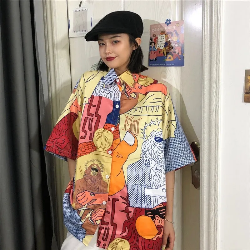 NiceMix Harajuku топ с отложным воротником размера плюс топы блузка для женщин 2020 летний
