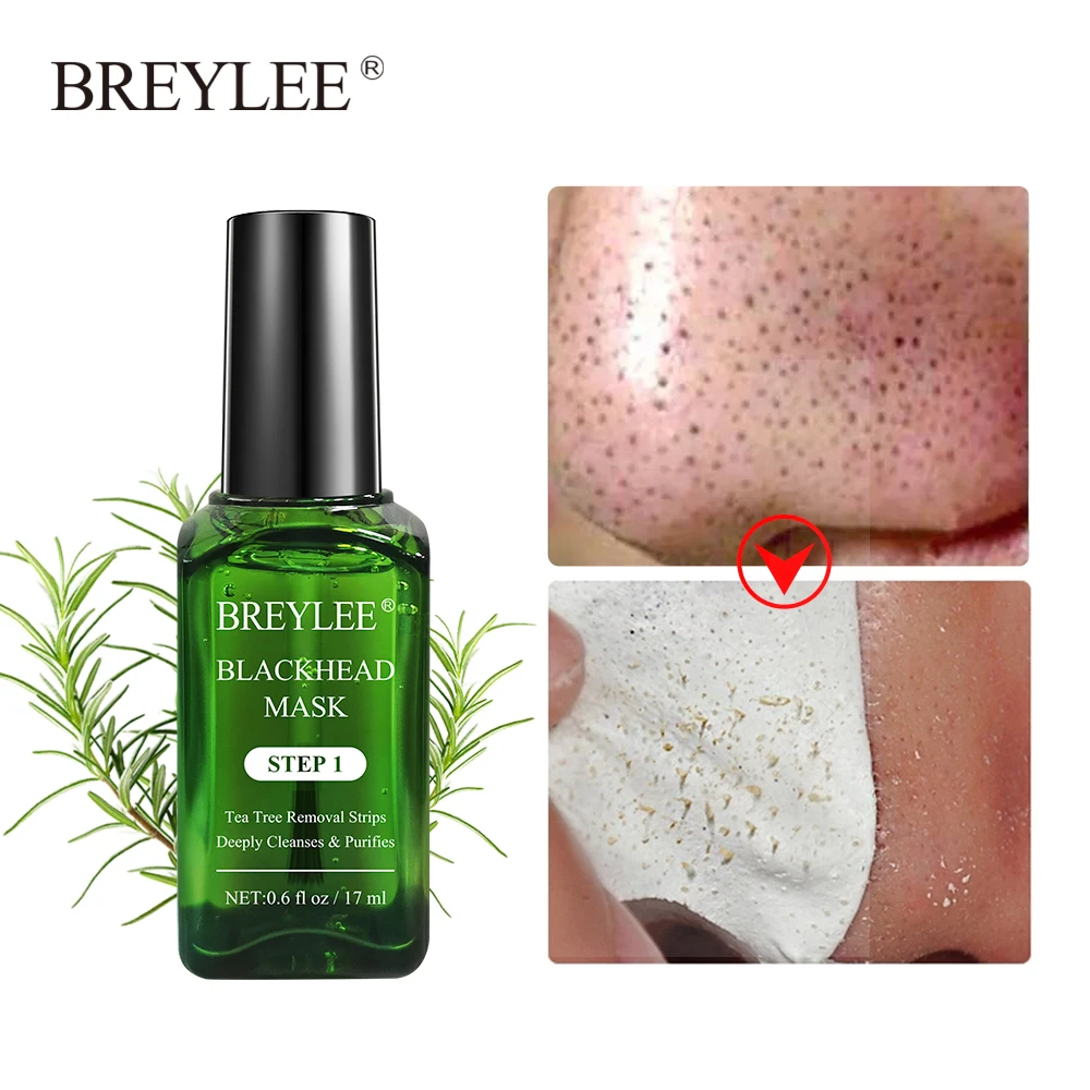 

BREYLEE Blackhead Removal Mask Shrink Pores Treat Acne Serum Oil-Control Tea Tree Essential Moisturizing Face Skin Care Essence