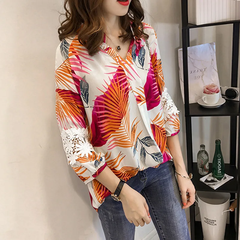 2020 shirt women spring new fashion temperament printing loose blouse long sleeve mid-length shirt comfortable casual soft shirt