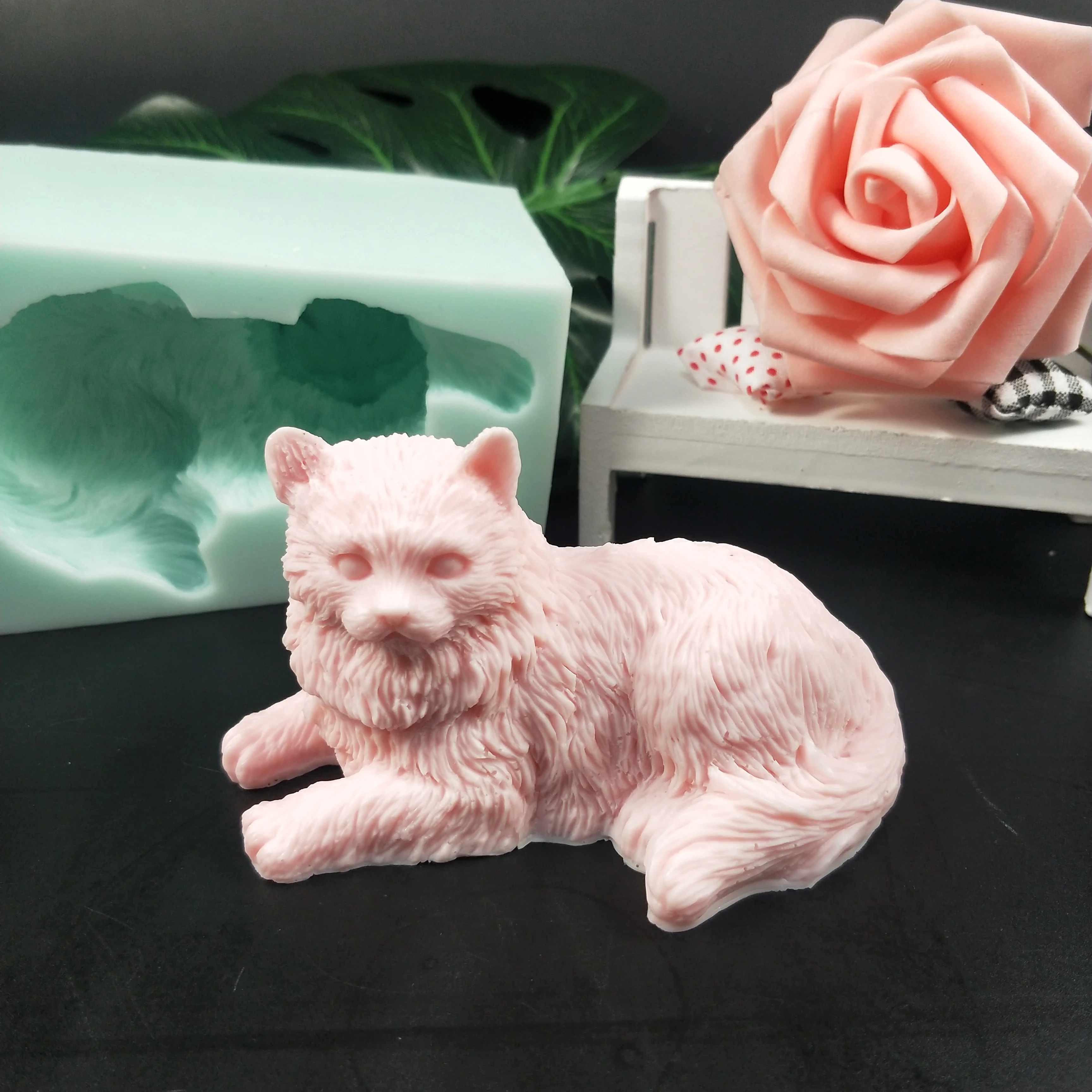 

Cat Silicone Mold Animals 3D Longhair Cat Soap Mould Handmade Soap Making Molds Candle Silicone Mold Resin Clay Mold