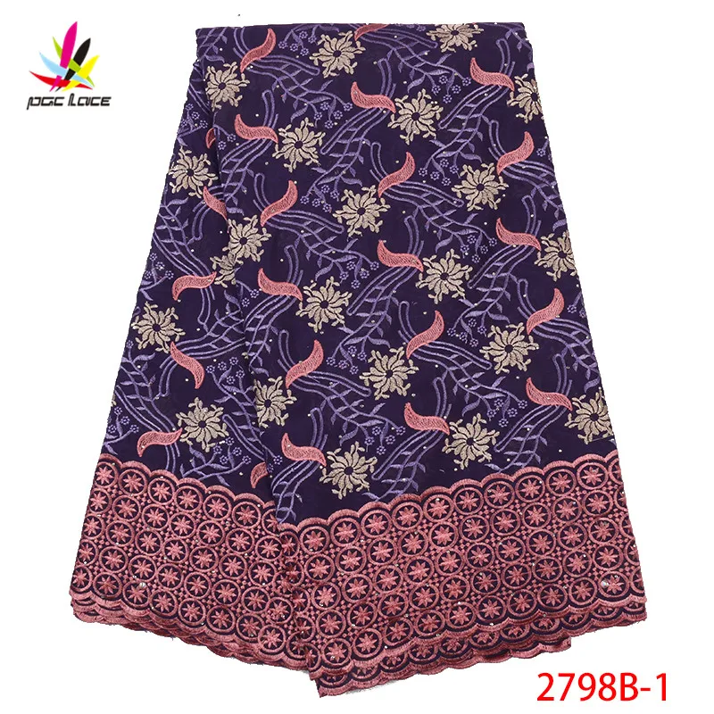 2019 ткань высокого качества 100% хлопок кружевная швейцарская вуаль с камнями