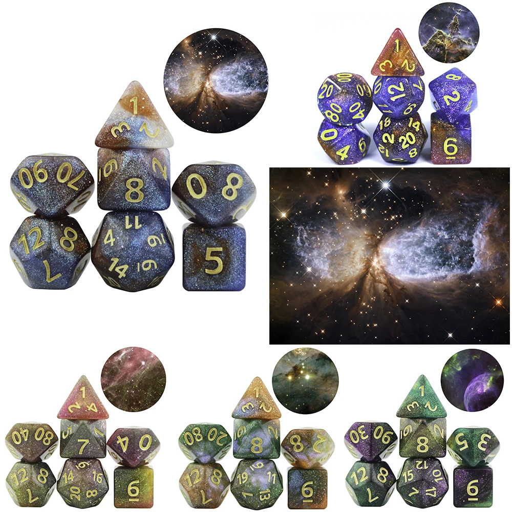 Shinny Universe Galaxy RPG DND игра цифровые кости набор D4-D20 с сумкой крутой для настольной