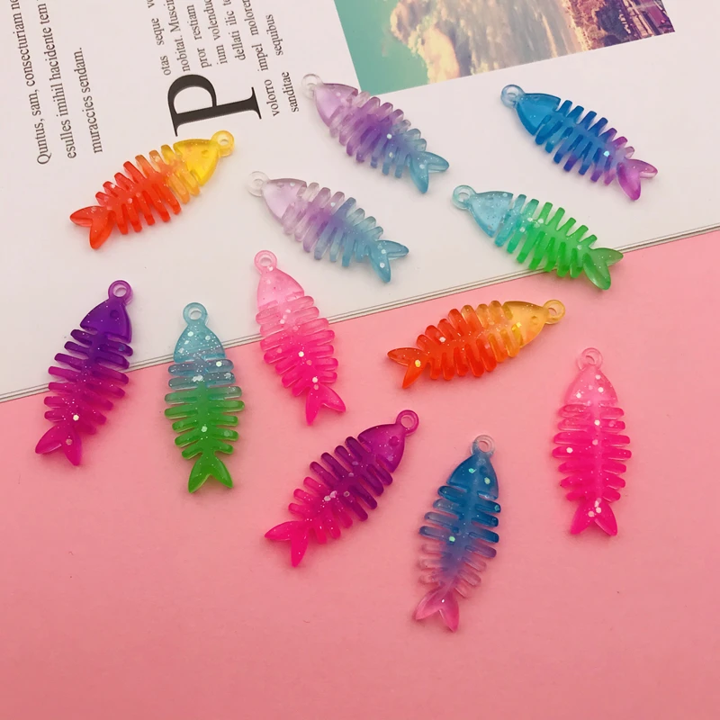 10 шт. кавайная красочная подвеска в виде рыбы из смолы милый кулон для брелока