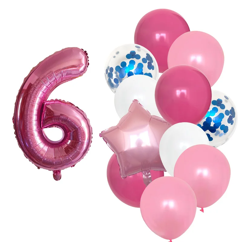 Вечерние воздушные шары для девочек на первый день рождения 12 шт. розовые с