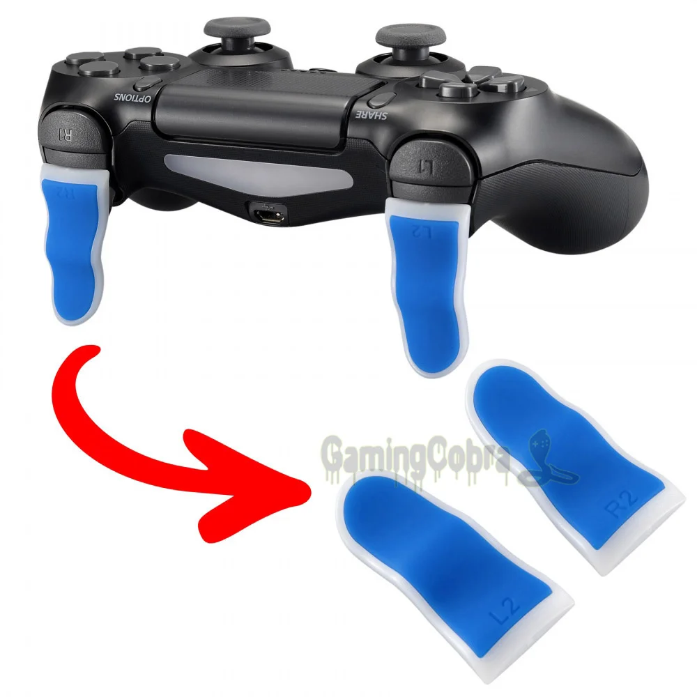 

eXtremeRate 1 Pair Blue White Anti-slip L2 R2 Extentded Trigger Buttons Extenders for PS4 Pro Slim Controller