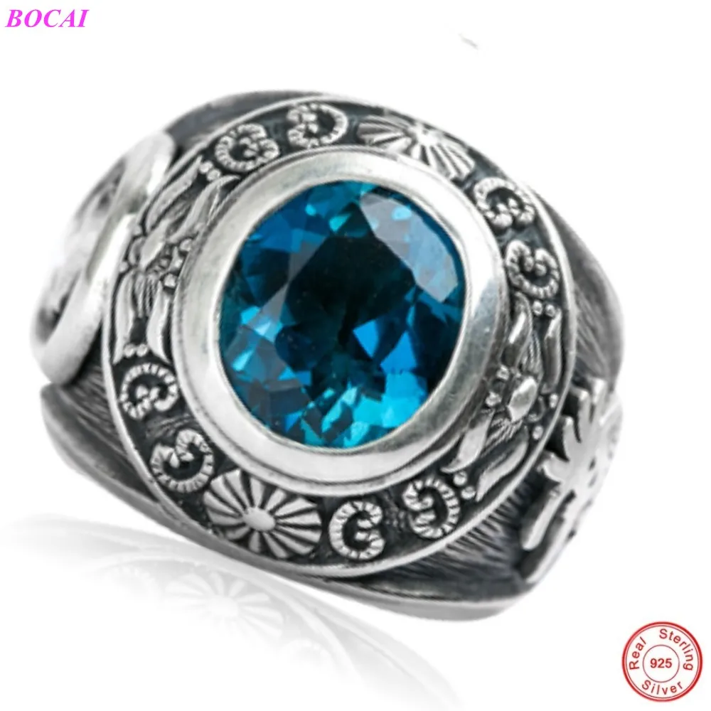Мужское синтетическое кольцо BOCAI серебряное из стерлингового серебра S925 пробы с