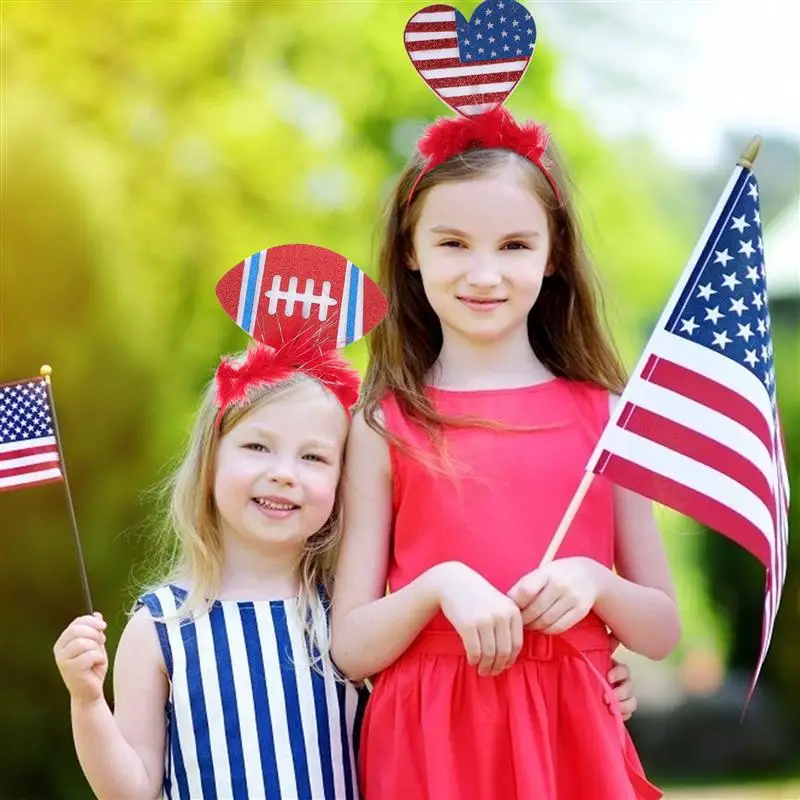 

3pcs Hairbands Rugby Independence Day USA Heart Hairbands Decorations Kids Favors