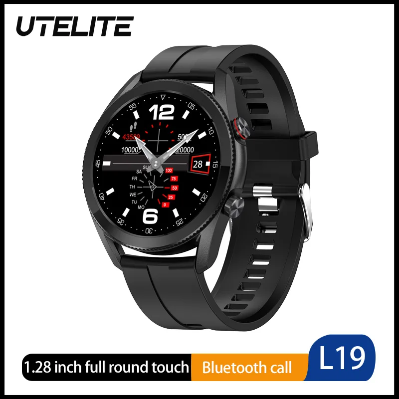Умные часы UTELITE L19 с Bluetooth и вызовом для мужчин 1 28 дюймов круглый сенсорный экран