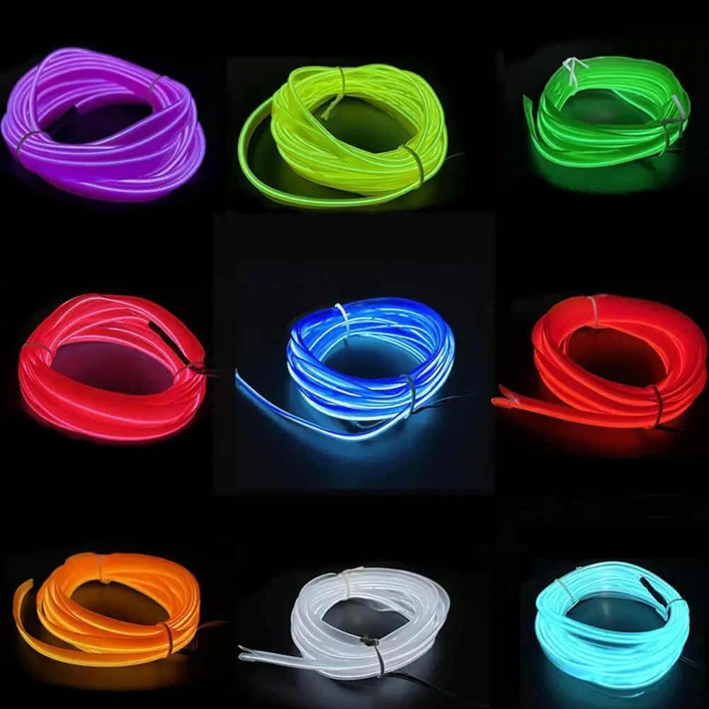 

New Car EL Wire LED Light Interior Ambient LED Strip Decoration Tube Flexible Colors Wire Neon Garland Rope Tube Lighting U0J2