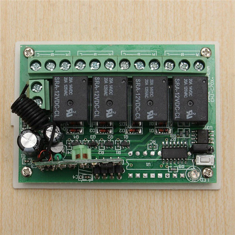 

DC 12V Relay 4CH 433MHz Wireless Remote Control Switch 4 Transmitter &Receiver