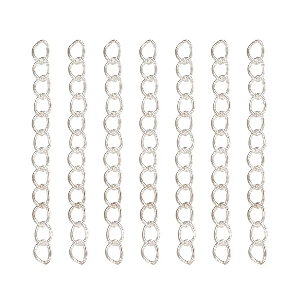 

100 Strands 50x3.5mm Necklace Extension Chain Bracelet Extended Chains Extender with Curb Chains For DIY Jewelry Making Findings
