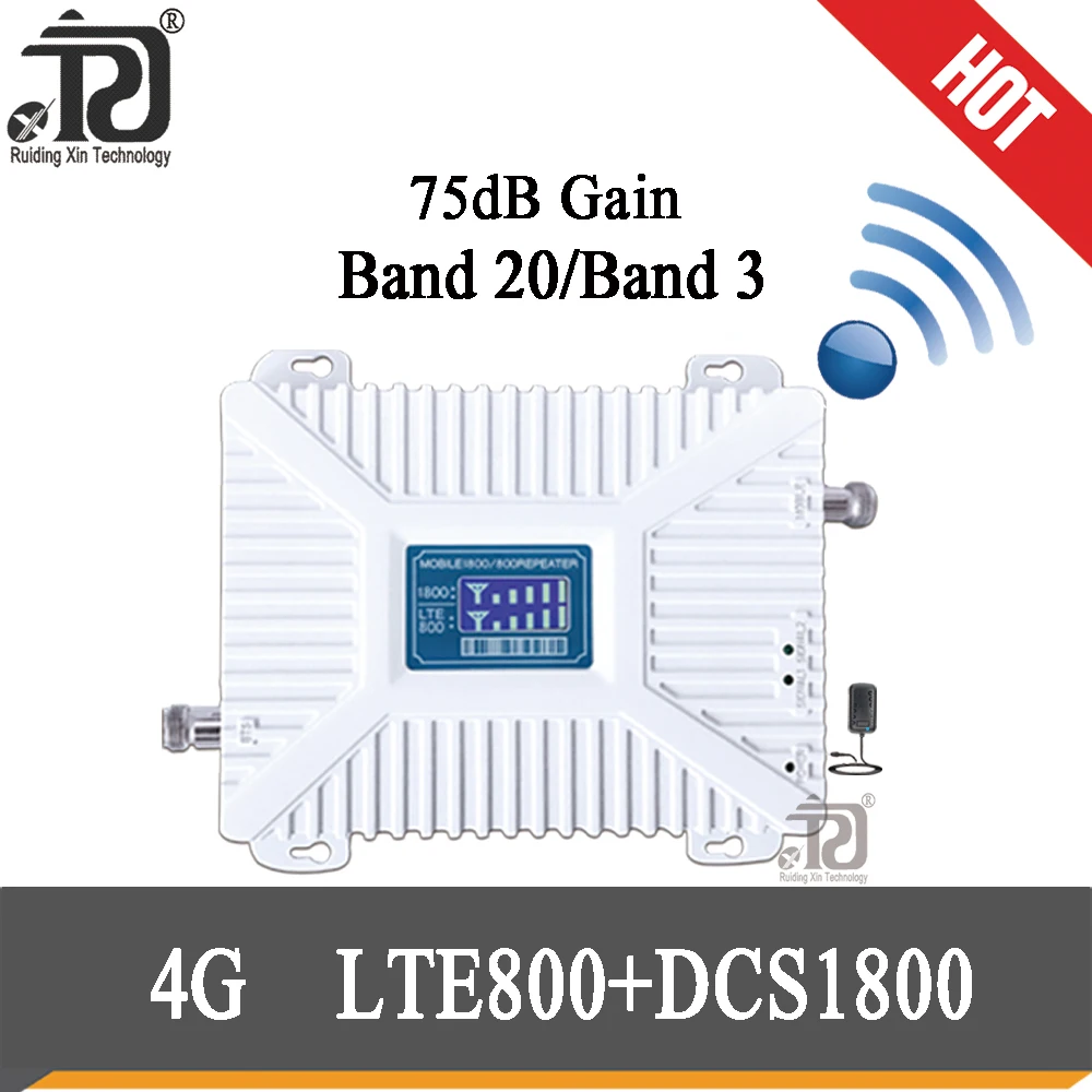 Усилитель сотового сигнала 75 дБ двухдиапазонный усилитель телефона 1800 МГц LTE 800 4G