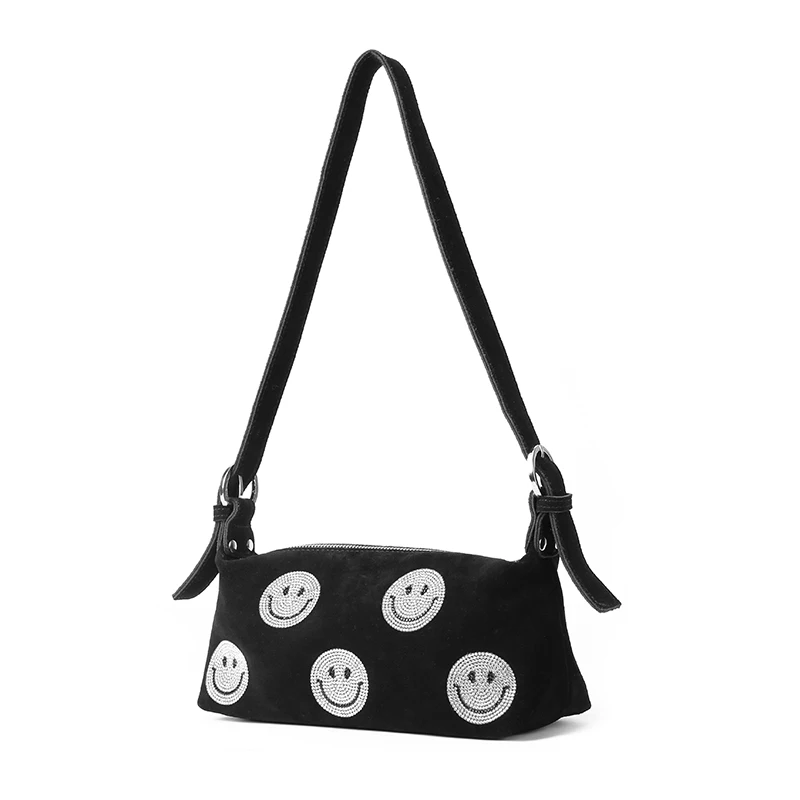 

New Fashion Women's Shoulder Bag Party Casual Black Smiling Face Pattern Luxury High Quality