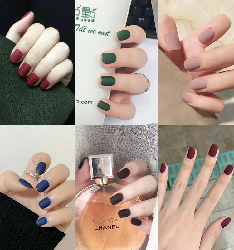 

24pcs Short Oval Solid Color False Nails 12 Colors Korean Japanese Press On Nails Cute Student Glue Wearing Waterproof Manicure