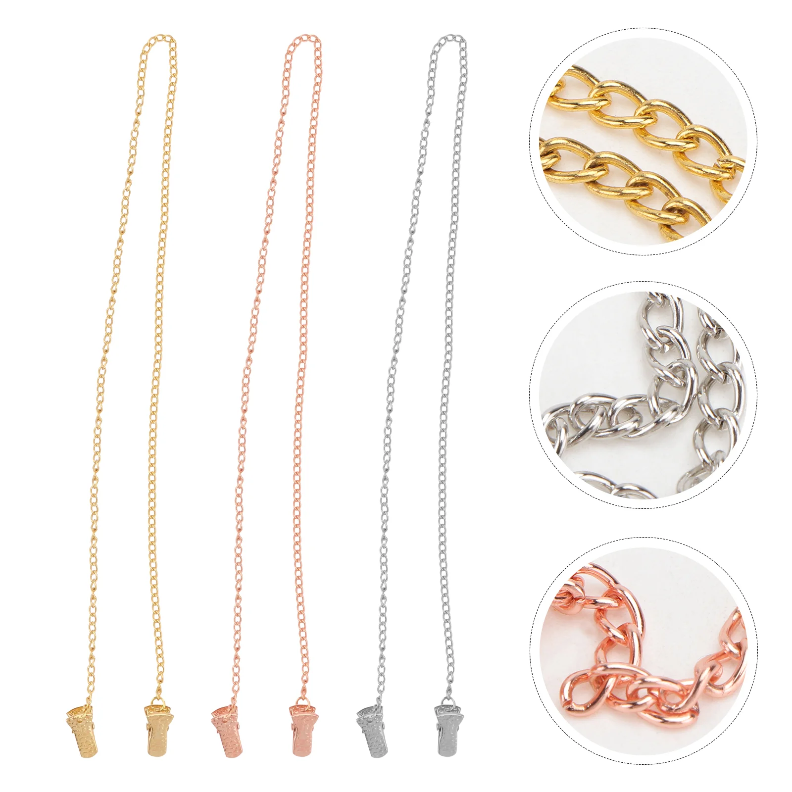 

3PCS Multi-purpose Mask Rope Clips Crocodile Pattern Eyeglasses Chain Clips