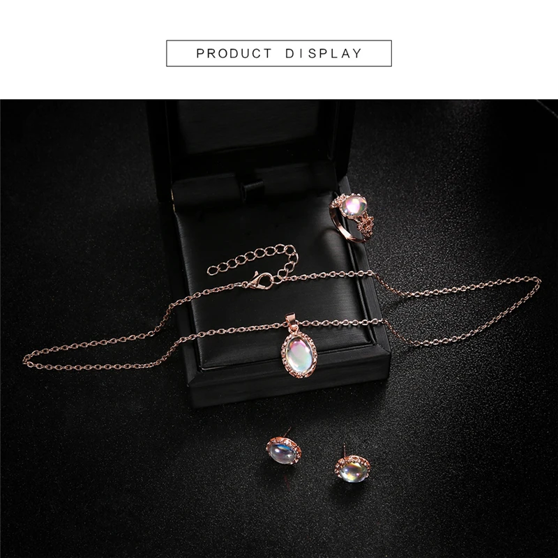 Vintage Opal Ювелирные наборы для женщин, подвеска, ожерелье, чокер воды Висячие серьги и кольцо удивительная цена свадебные украшения подарки
