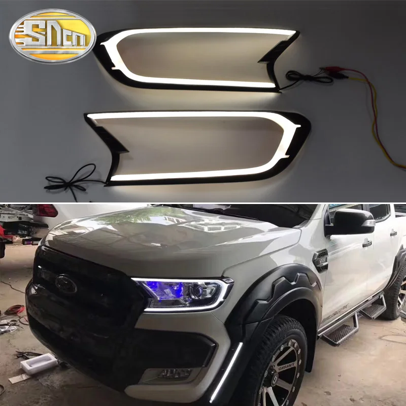 Для Ford Ranger 2015 2018 светодиодный Габаритные огни противотуманной фары DRL с желтым
