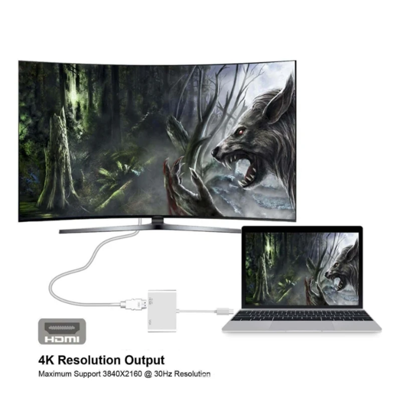 2In1USB 3 1 Type C ToHDMI VGA адаптер кабель HDMI конвертер Поддержка 4K| |