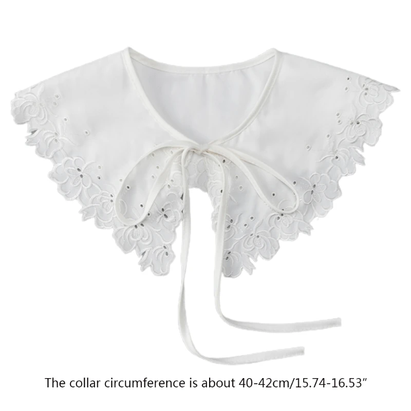 

Women Sweet Faux Collar Flowers Embroidery Triangular Petal Shape False Collar Dress Shirt Ornamental Collar Necklace