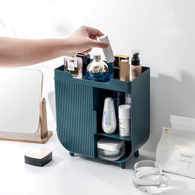 

Makeup Organizer Cosmetic Storage Box 3-Layers Multi-Grids Skin Care Products Display Rack for Dresser