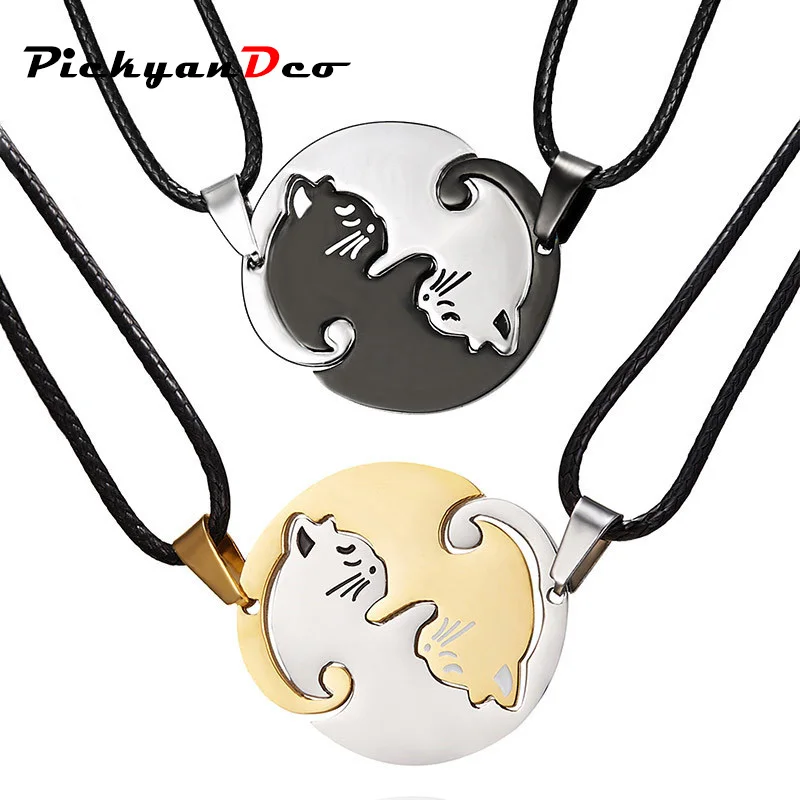 PickyanDco титановые Ювелирные изделия из нержавеющей стали ожерелье с котом простое