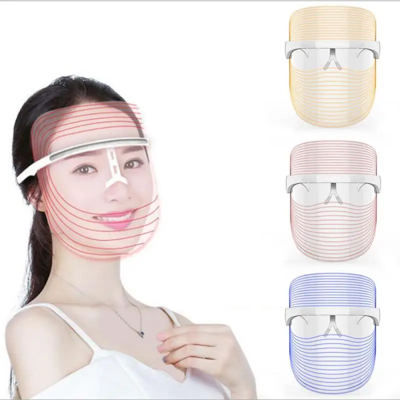 Спа-маска для лица со светодиодной подсветкой 3 цвета | Красота и здоровье