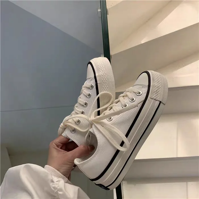 

Thick-soled Canvas Women's Shoes 2021 New All-match Student Small Whiteboard Shoes Low-top White Casual Shoes Increased