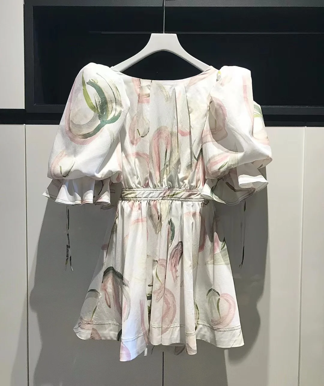

fashion women 2021 new short sleeve square neck peach halter dress 0318