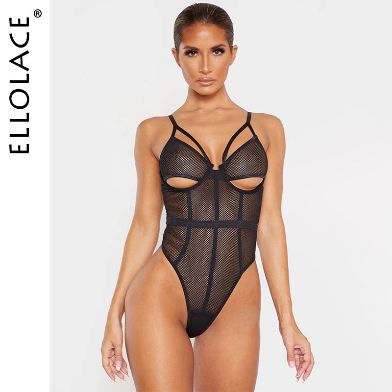 

Ellolace Открытое боди сексуальное женское Сетчатое прозрачное облегающее Боди без рукавов Комбинезоны для фитнеса с открытой спиной Новые Бо...