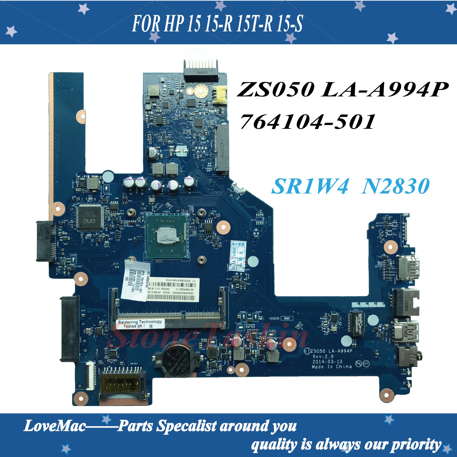 

Высокое качество 764104-501 для HP 15 15-R 15T-R 15-S Материнская плата ноутбука ZS050 LA-A994P SR1W4 N2830 процессор 100% хорошо работает