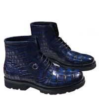 yingshang new men boots men crocodile belly leather boots male crocodile boots navy blue men shoes brush color crocodile boots