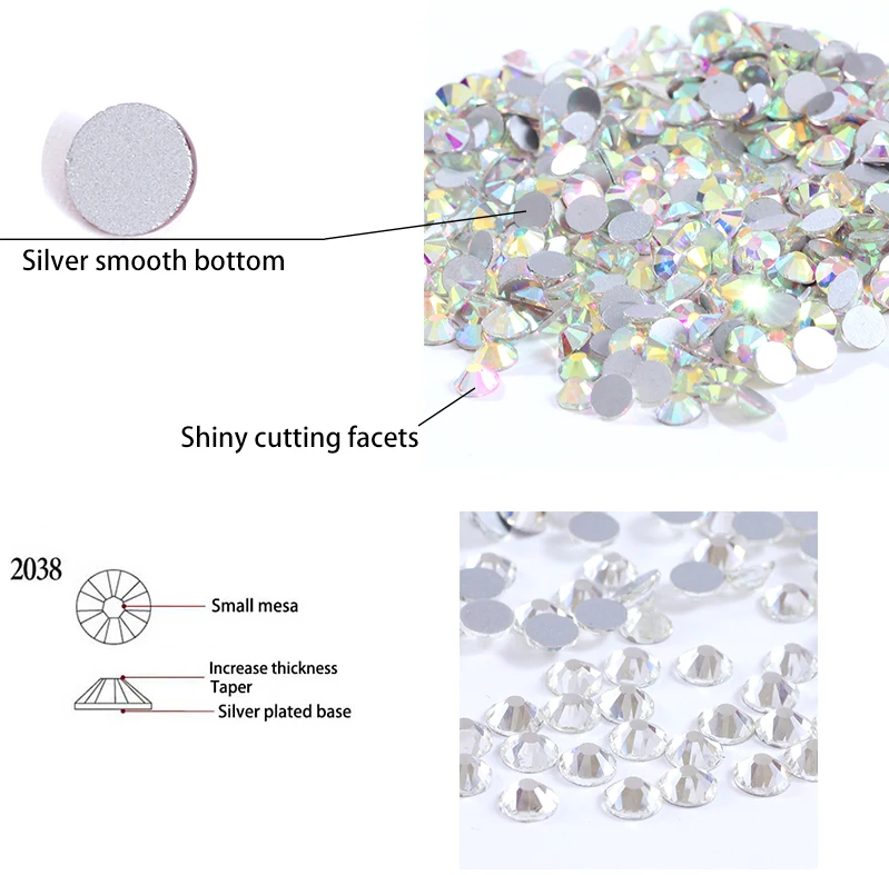 Блеск для ногтей стекло камень кристалл AB не горячей фиксации клей страз на FlatBack