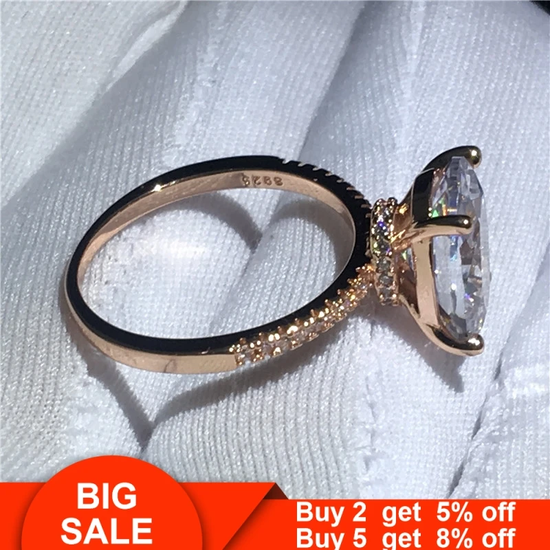 Кольцо-пасьянс, 925 пробы, серебро, овальный, 3ct, AAA, циркон, cz, массивное, обручальное кольцо, кольца для женщин, свадебные, вечерние, ювелирные изделия