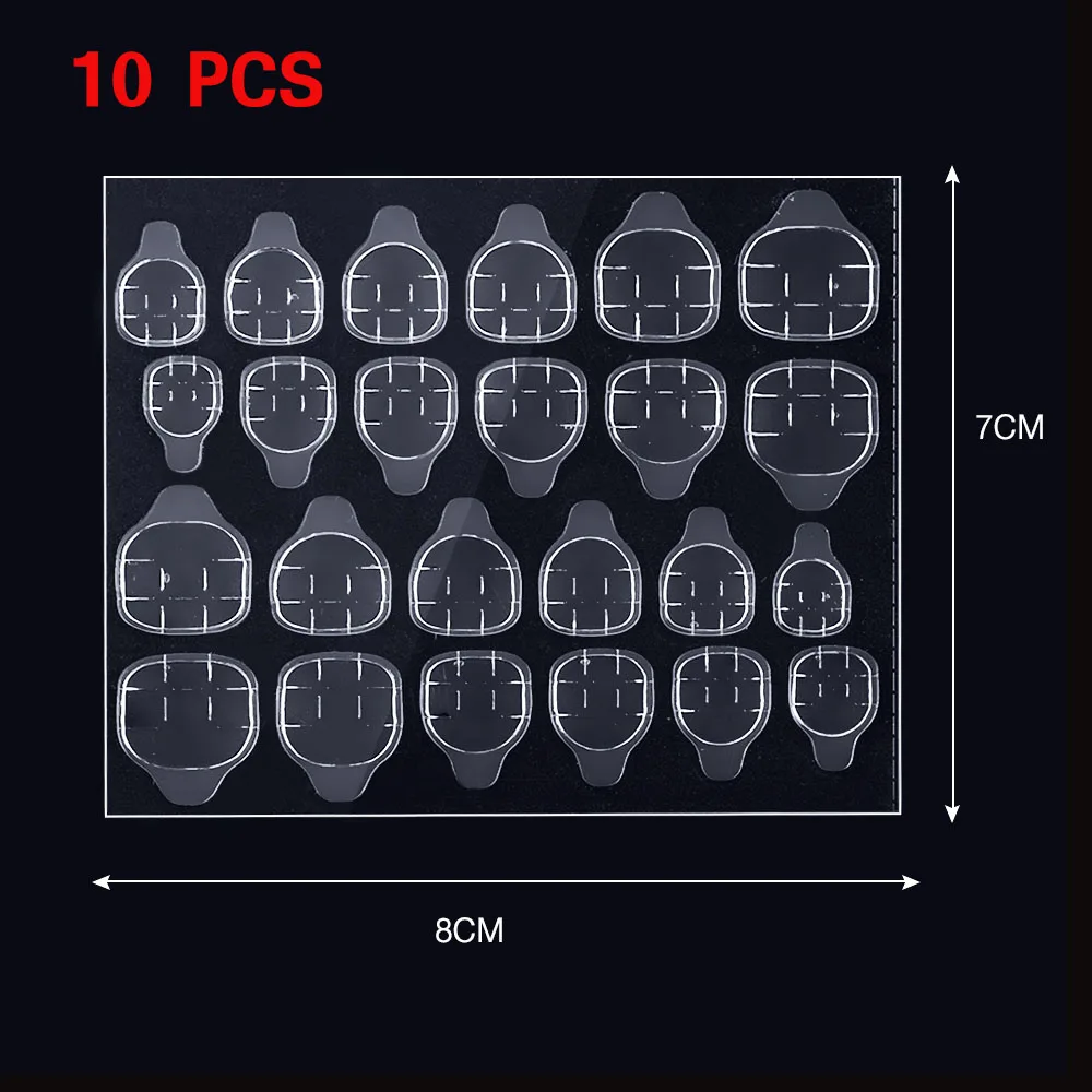 10 pcs 10 листов, Двухсторонняя клейкая лента, клей для наклеек, клейкая лента для поддельных накладных ногтей, прозрачная клейкая лента для накладных ногтей - Цвет: 10 pcs