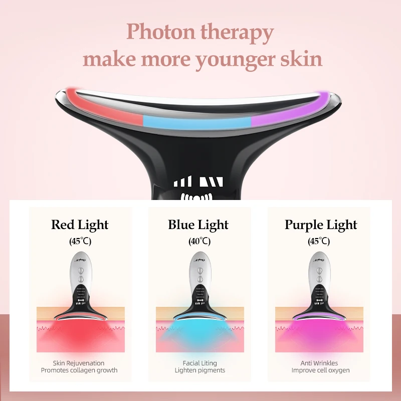 CkeyiN ультразвуковой массажер для шеи с лифтинг лица EMS микротоков против морщин