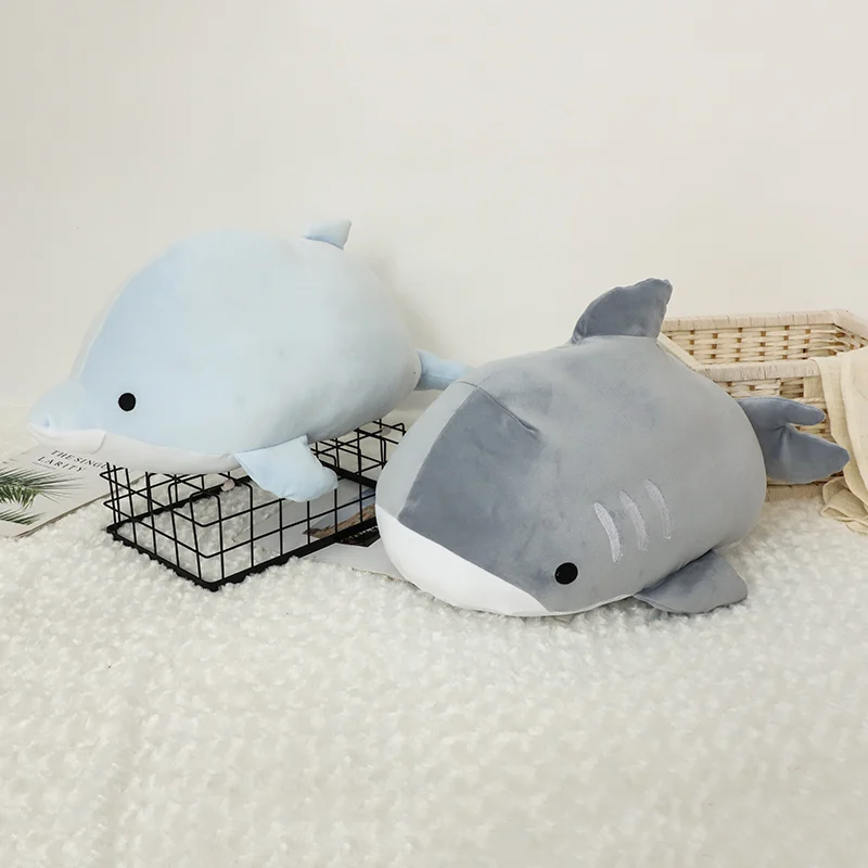 

Ice Silk Shark Pillow Squishmallows Stuffed Animals Soft Cute Plush Toy Squishy Dolphin Kawaii Room Decor Girls Birthday Gifts