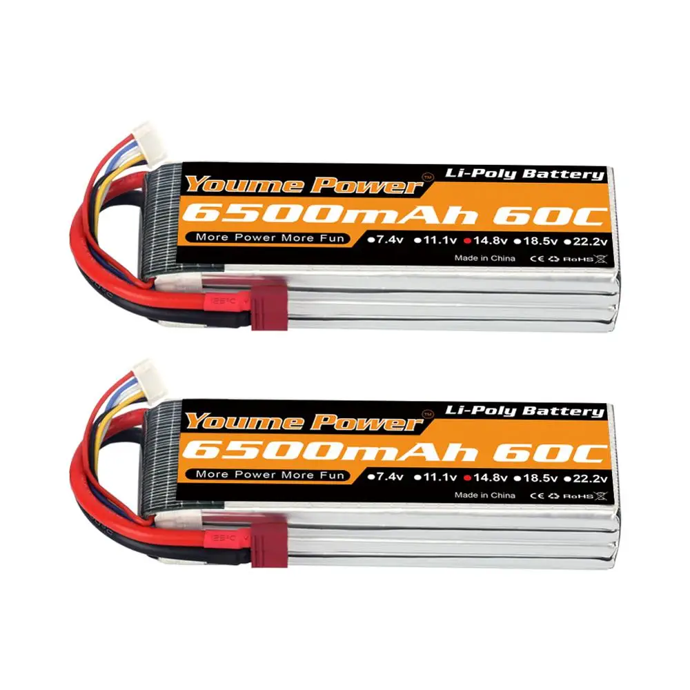 Аккумулятор Youme 4S Lipo 6500 мАч 14 8 в 60C с разъемами Deans XT60 для радиоуправляемых