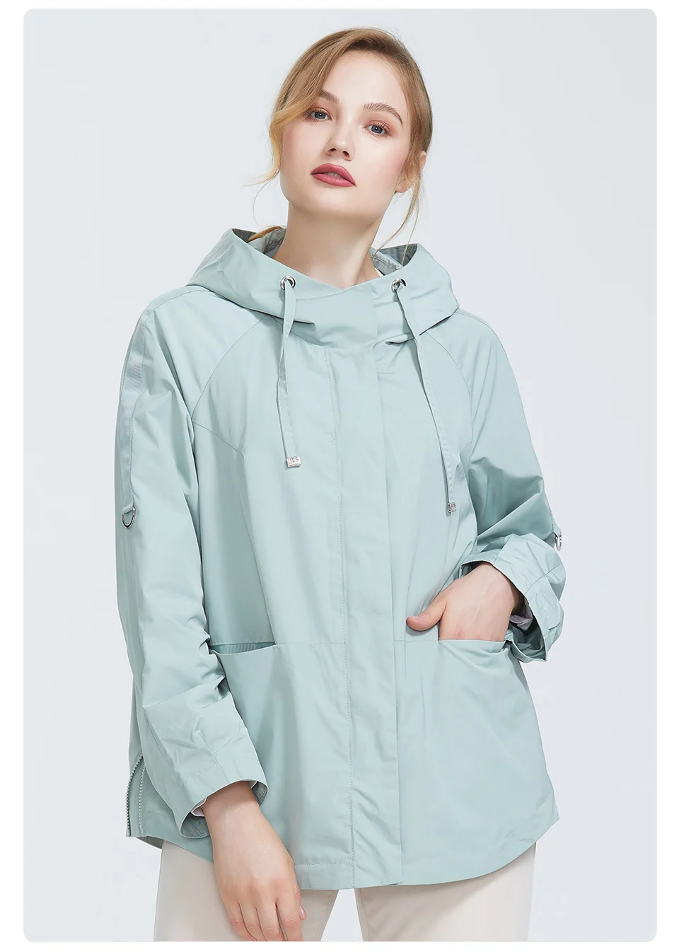 Trench Coat spring autumn coat women Hooded Solid color short coat trench big coat for women High Quality new style AS-9045