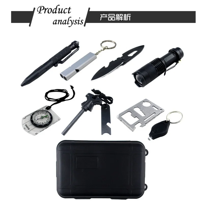 

Outdoor Toolbox Adventure Survival Lighting Flashlight Fire Stick Set Tool Box