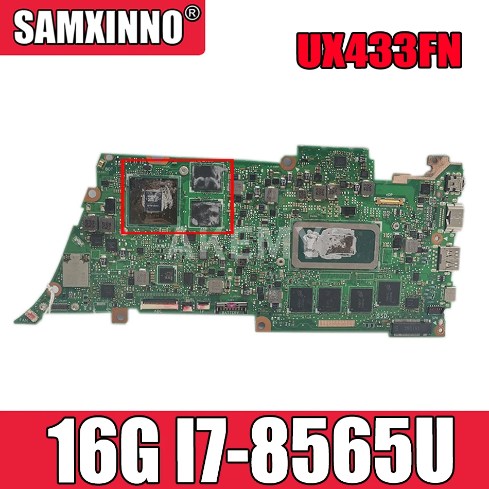 

UX433FN motherboard For ASUS UX433FN UX433F UX433 laptop mianboard UX433FN mainboard tested W/ 16G/I7-8565U (V2G-GPU）