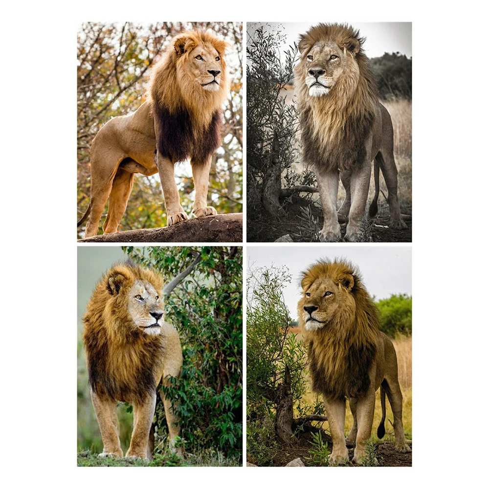 Размер холста полностью квадратная круглая Алмазная картина льва домашний декор